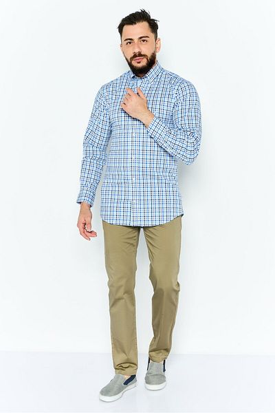 TailorByrd Men Regular Fit Gingham Long Sleeves Casual Shirt, Blue