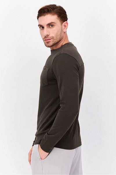 Hurley Men Round Neck Textured Long Sleeve Sweatshirt, Army Green