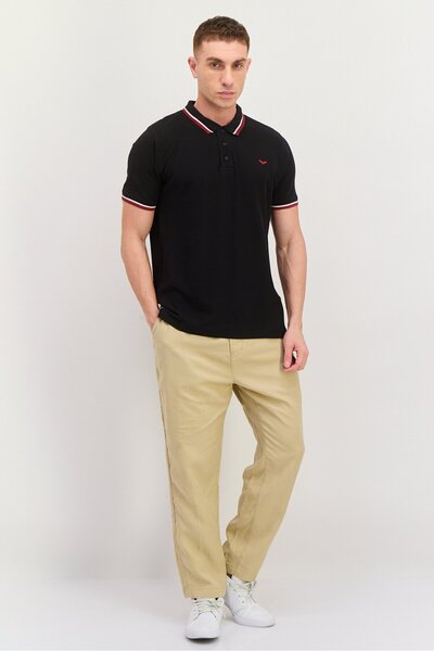 Threadbare Men Regular Fit Embroidered Short Sleeves Polo, Black Combo