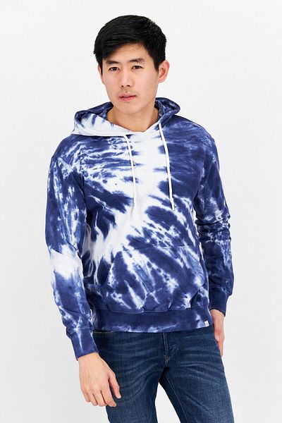 Sovereign Code Men Hooded Long Sleeve Tie Dye Sweatshirt, Blue Combo
