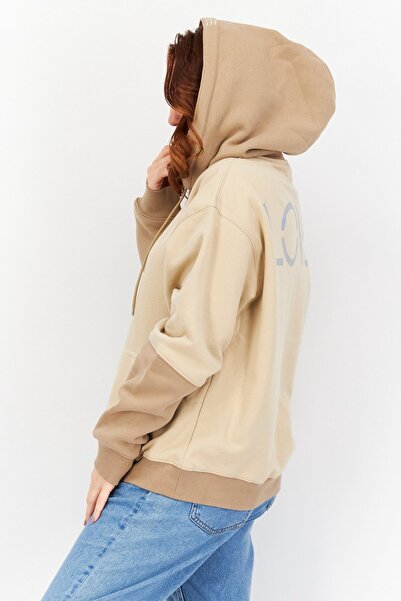 Esprit Women Hooded Plain Sweatshirt, Brown