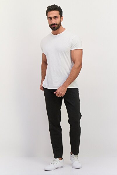 Gant Men Slim Fit Solid Chino Pants, Charcoal Melange