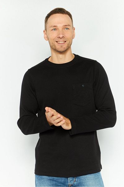 Hurley Men Crew Neck Long Sleeve Textured Sweatshirt, Black