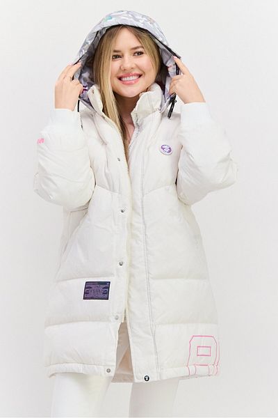 Aape By A Bathing Ape Women Brand Logo Hooded Puffer Jacket, White