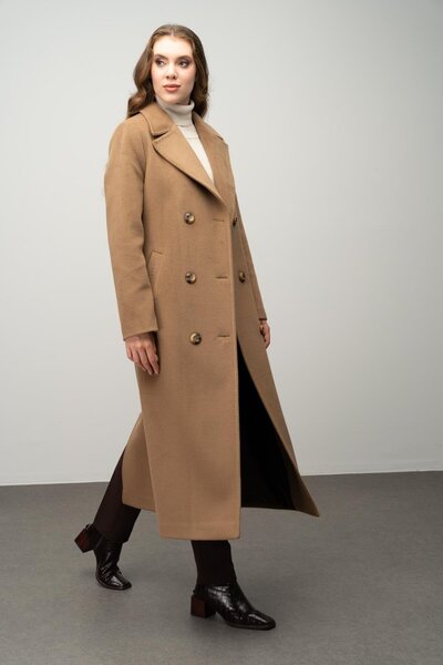 Olcay K. KAMEL 3055 - Exclusive Double Breasted Coat with Point Detail