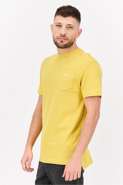 Puma Men Sportswear Fit Crew Neck Short Sleeve Outdoor T Shirt, Yellow