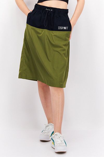 Esprit Women Brand Logo Midi Skirt, Black