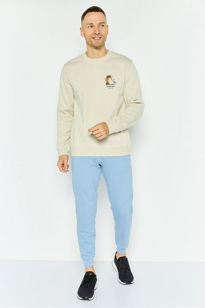Hurley Men Crew Neck Graphic Print Long Sleeves Sweatshirt, Beige Combo