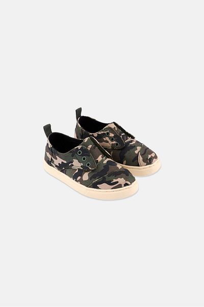 Toms Toddlers Boy Slip On Camo Print Casual Shoes, Green