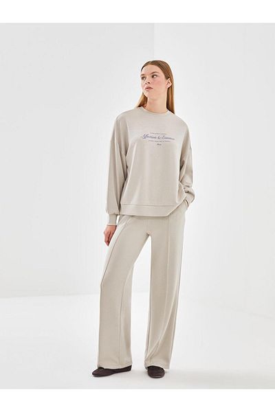 LC Waikiki Γυναικείο φούτερ με στάμπα LCW Vision Crew Neck Oversize