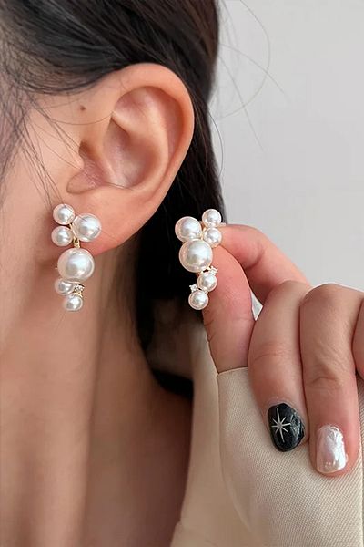 Glaren Pearl Design Gold Color Women's Earrings