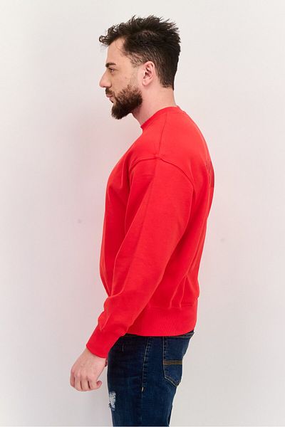 Esprit Men Ribbed Neck Plain Long Sleeves Sweatshirt, Red