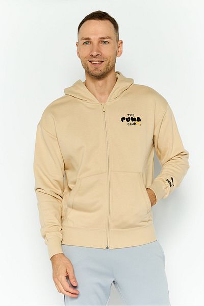 Puma Men Sportswear Fit Brand Logo Long Sleeves Outdoor Sweatshirt, Beige