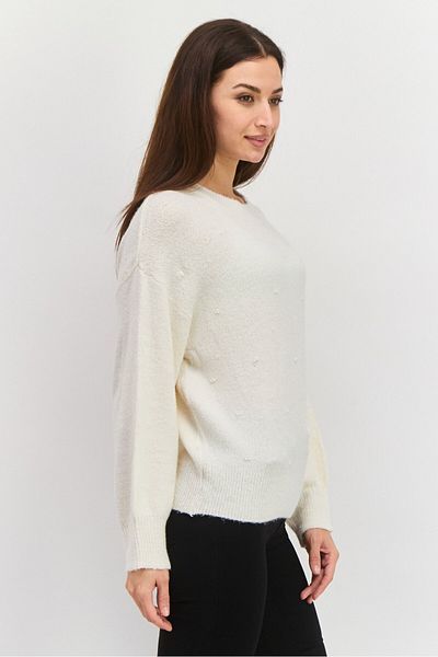 Mode by Redtape Women Crew Neck Knitted Sweater, Off White
