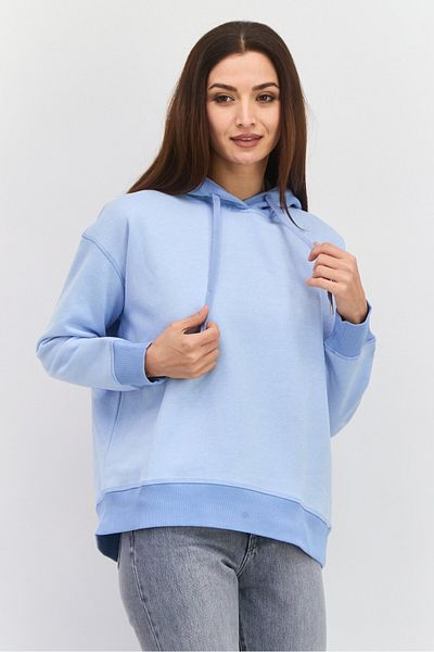 Esprit Women Solid Long Sleeve Fleece Hoodie, Light Blue