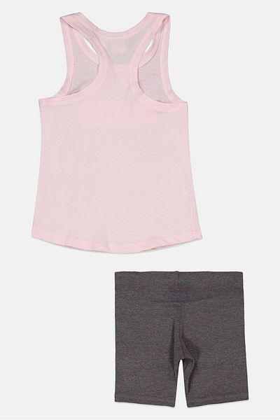 Puma Kids Girl 2 Pieces Brand Logo Top and Bottom Set, Pink/Grey