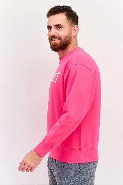 Esprit Men Crew Neck Long Sleeve Brand Logo Sweatshirt, Pink
