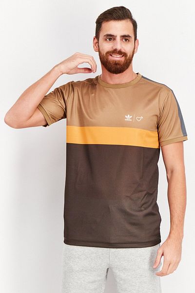 adidas Men Sportswear Fit Short Sleeve Training T-shirt, Tan Combo