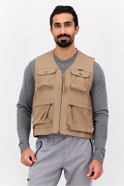 WRANGLER Men Solid Vest Jacket, Tan