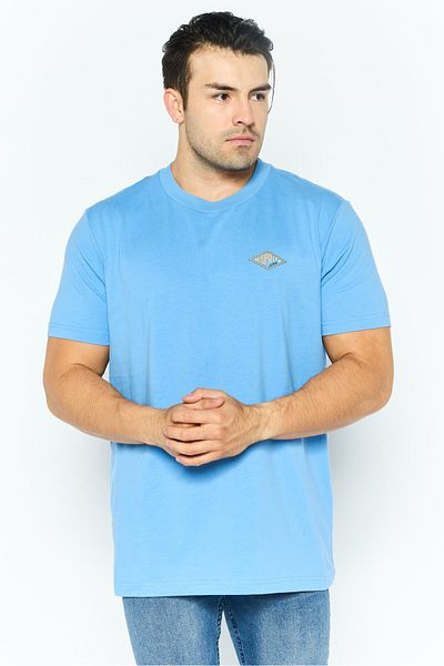 Esprit Men Crew Neck Short Sleeves Brand Logo T-shirt, Blue