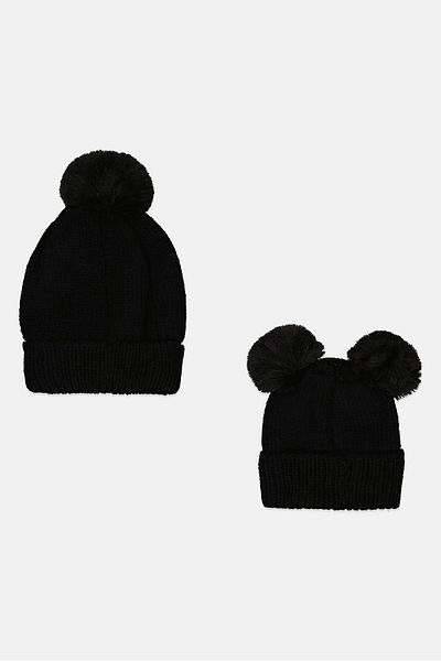 Charter Club Women 2 Pc Printed Beanies, Black