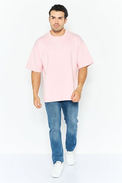 Esprit Men Round Neck Graphic Print Short Sleeves T-Shirt, Pink