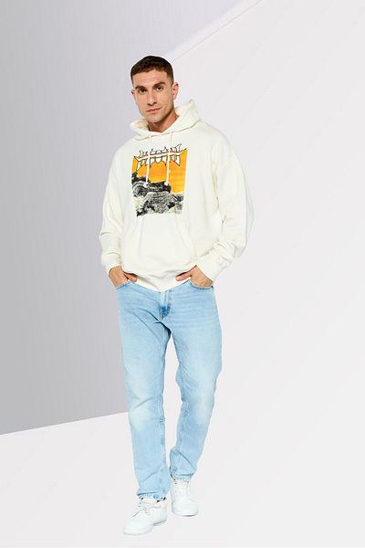 Diesel Men Hooded Graphic Print Long Sleeve Sweatshirt, Off White