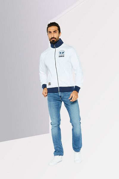 La Martina Men Mock Neck Long Sleeves Embroidered Logo Sweatshirt, Navy