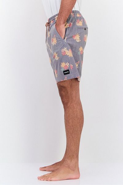Hurley شورت سباحة رجالي بطبعة زهور بطول 18 بوصة، رمادي اللون