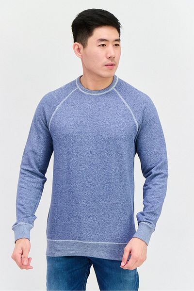 CELIO Men Crew Neck Heather Long Sleeves Sweatshirt, Slate Blue