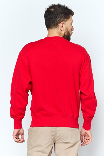 Esprit Men Crew Neck Long Sleeve Brand Logo Sweatshirt, Red