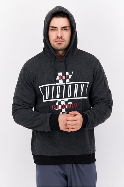 Modern Culture Men Printed Long Sleeves Hoodie, Dark Grey