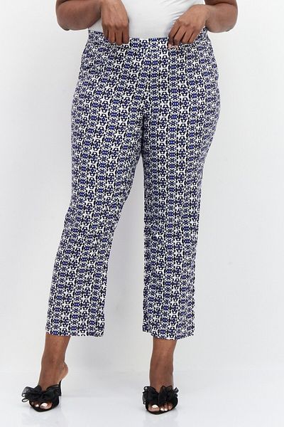 Tchibo Women Regular Fit Allover Print Trouser, White