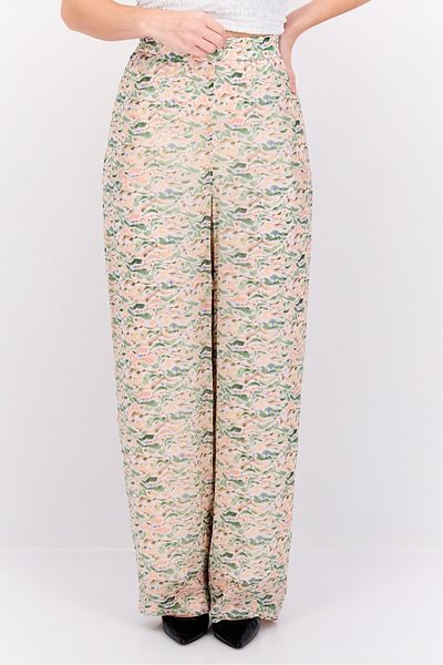 Scotch & Soda Women Regular Fit Allover Print Wide Pants, Beige