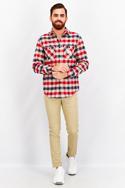Herschel Supply Co. Men Regular Fit Plaid Long Sleeves Casual Shirt, Red Combo
