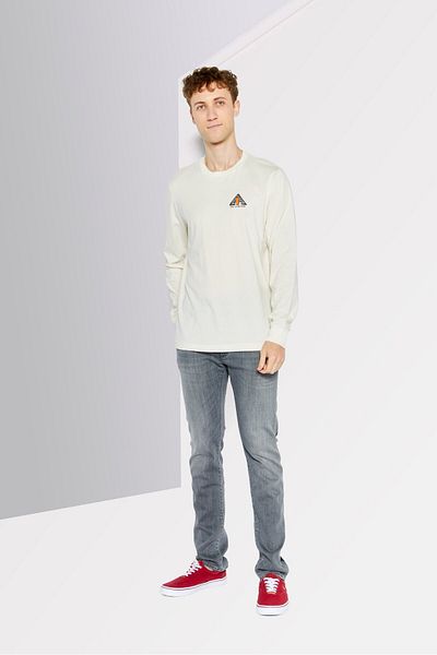 Diesel Men Crew Neck Long Sleeves Brand Logo T-shirt, Off White