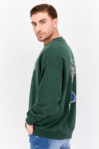 WRANGLER Men Crew Neck Long Sleeve Graphic Print Sweatshirt, Green