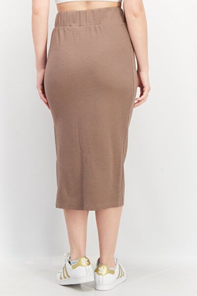 adidas Women Sportswear Fit Ribbed Midi Skirt, Taupe