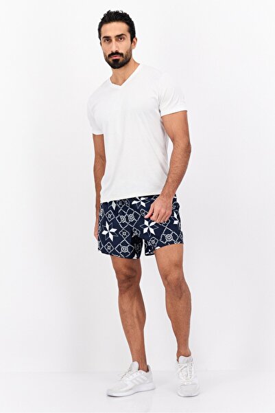 Perry Ellis Men 5 Inseam Allover Print Basic Shorts, Navy