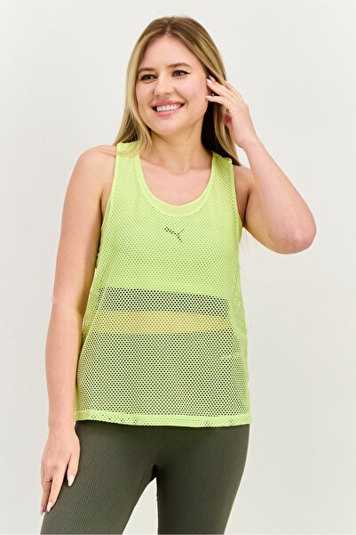 Puma Women Sportswear Fit Sleeveless Training Tank Top, Lime Green