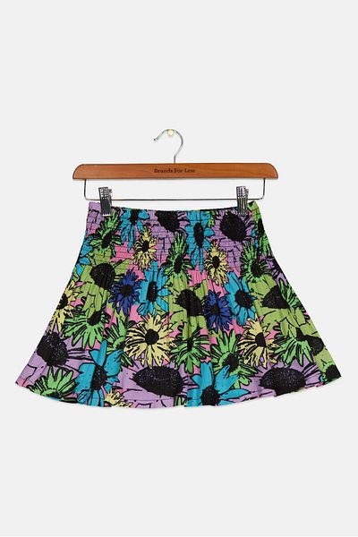 Steve Madden Kids Girl Floral Print Mini Skirt, Blue