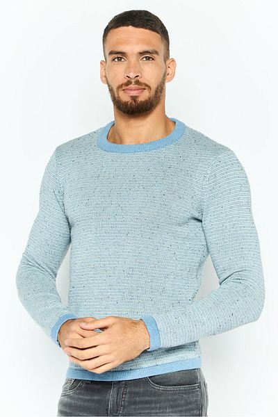 Michael Kors Men Crew Neck Long Sleeve Textured Sweatshirt, Light Dusty Blue