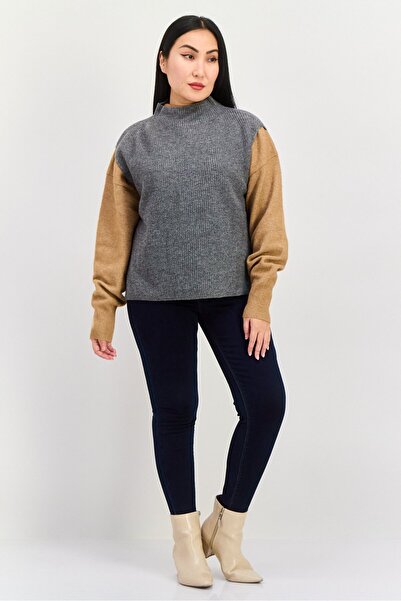 Esprit Women Mock Neck Sleeveless Knit Sweater, Grey