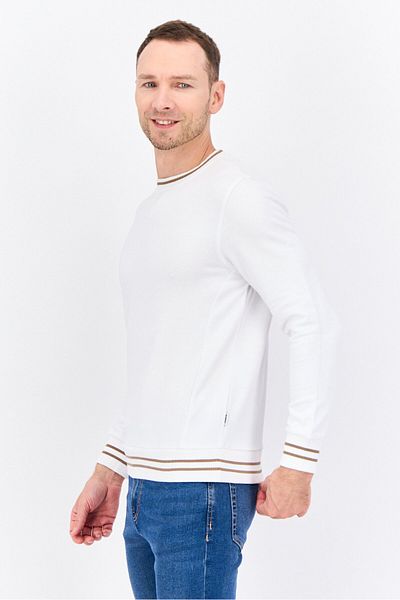 Soriana Men Crew Neck Solid Long Sleeve Sweatshirts, White
