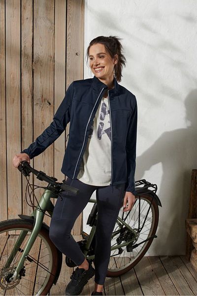 Tchibo Women Regular Fit Long Sleeve Running Jacket, Navy Blue