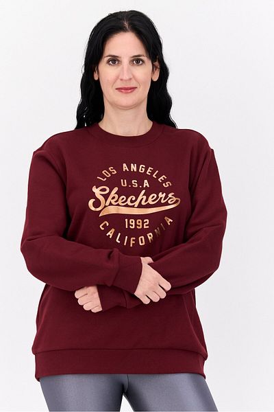 SKECHERS Women Sportswear Fit Long Sleeve Outdoor Sweatshirt, Maroon