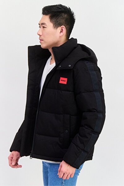 Hugo Boss Men Brand Logo Hooded Puffer Jacket, Black
