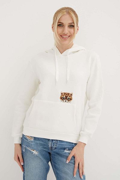 Fashion Friends Sweat cu detaliu broderie cu glugă Ecru