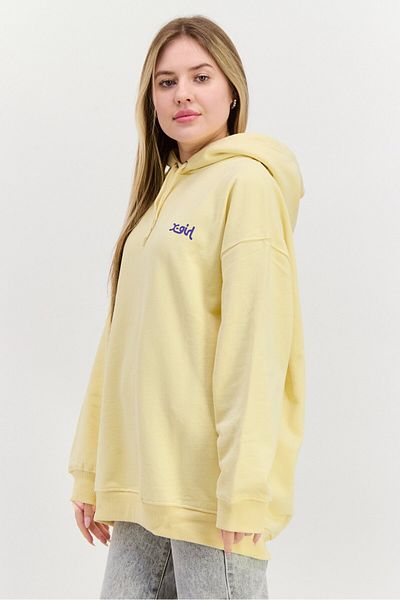 X-Girl Women Hood With Drawstring Long Sleeve Brand Logo Sweatshirts, Yellow