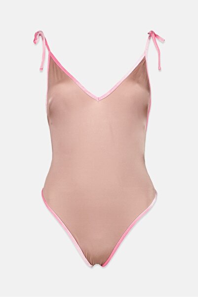 Asos Design ملابس سباحة نسائية سادة غير مبطنة، لون بني